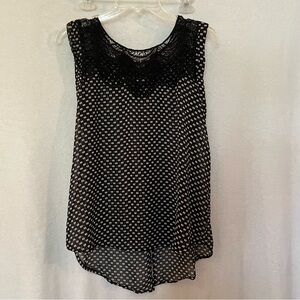 Pleione Black Lace Knit Top